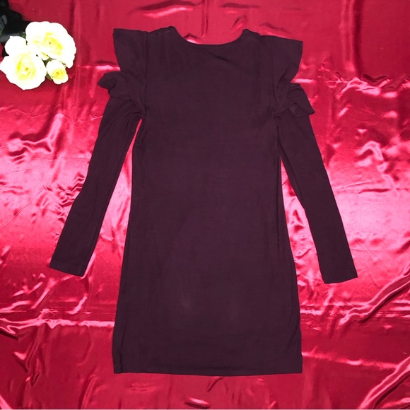 ⭐️NEW⭐️WhiteHouseBlackMarket WHBMLong Sleeve Ruffle Cold Shoulder Sheath Dress - Picture 8 of 10